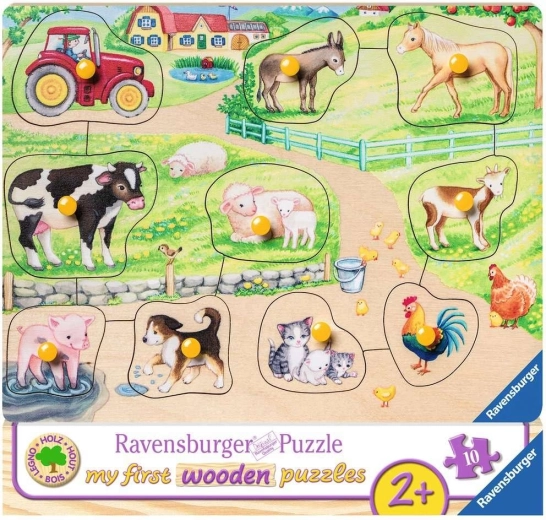 Ravensburger houten inlegpuzzel Ochtend op de boerderij