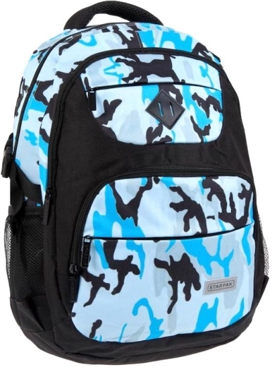 Blauwe camouflage schoolrugzak