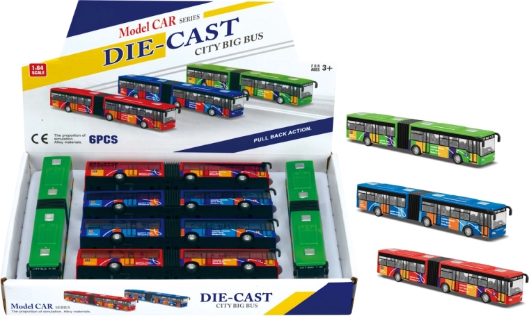 Harmonica-autobus 1:64 – gelede model met terugtrekmechanisme