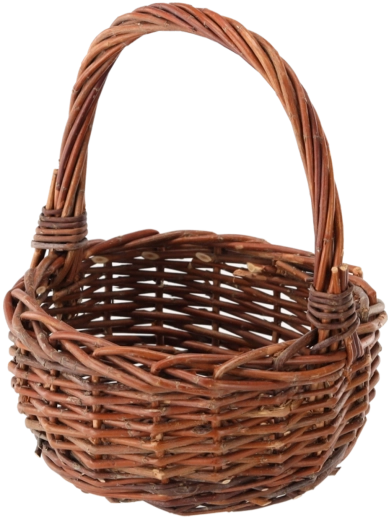 Gevlochten mand met handvat lichtbruin 21 × 21 × 10/26 cm