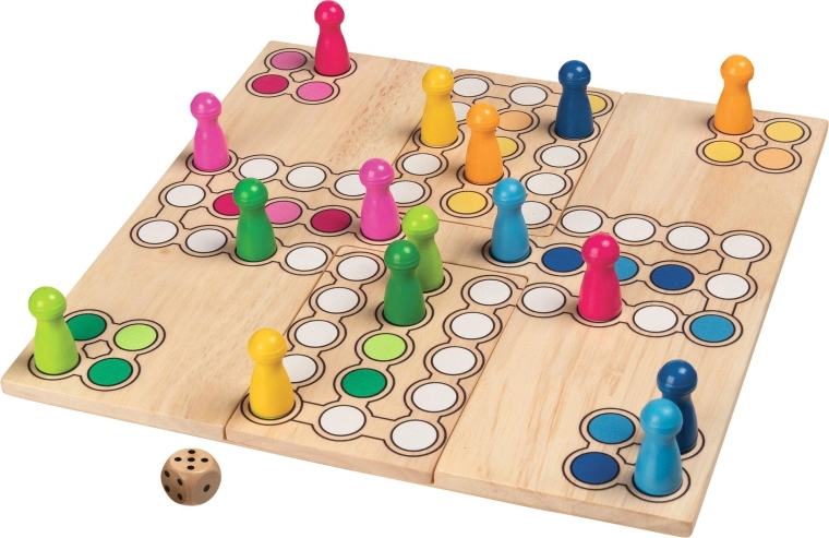 Houten bordspel Ludo met variabel speelbord - 1 stuk