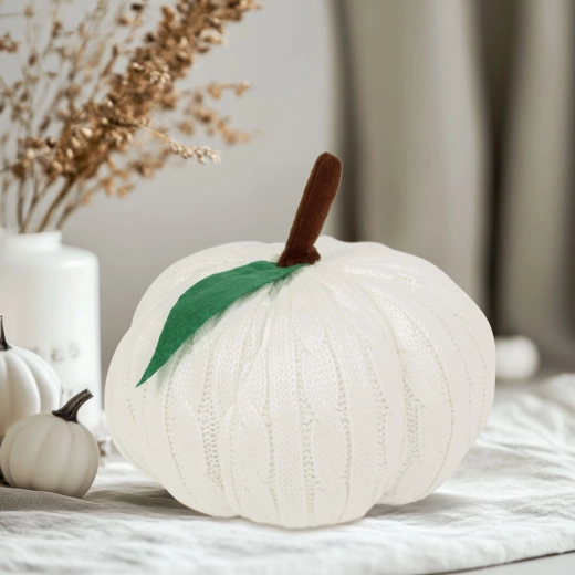 Halloween-textieldecoratie pompoen wit 20 cm
