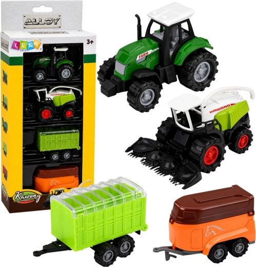 Set landbouwvoertuigen 1:68 (4 stuks) – tractor, hakselaar en aanhangers