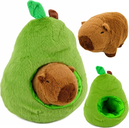 Groene pluchen avocado met capibara 2-in-1 25 cm