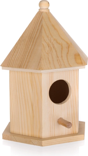 Houten vogelhuisje van berkenhout 12,5 × 10,5 × 17,7 cm