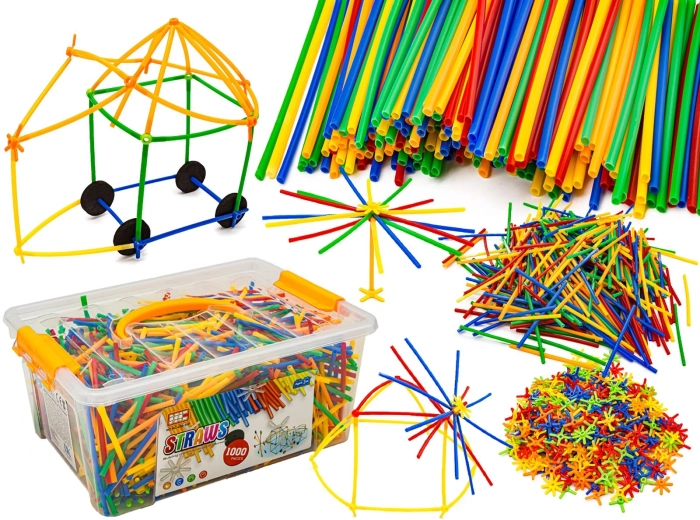 Constructiestokjes en koppelstukken in een koffer ca. 1000 onderdelen