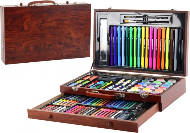 Kunstset in houten koffer 123 stuks