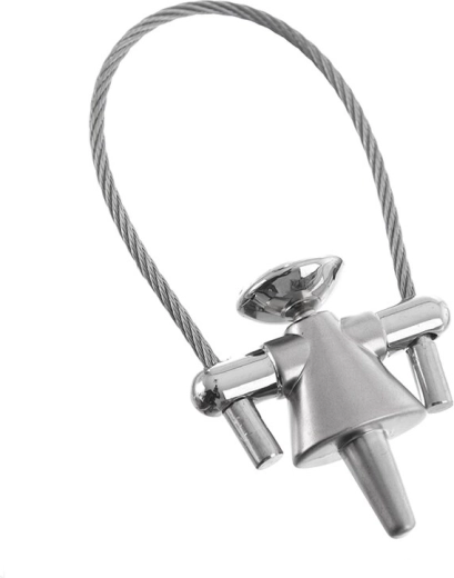 Metalen sleutelhanger met kabel – popje, 8 cm
