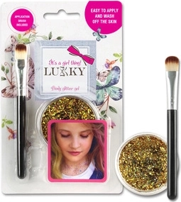 Glitter lichaamsgel Lukky met gouden kwast