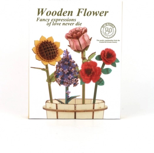 3D houten bloemenboeket