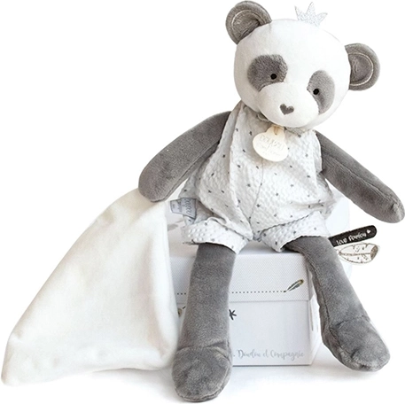 Doudou Cadeau pluche panda met deken 28 cm