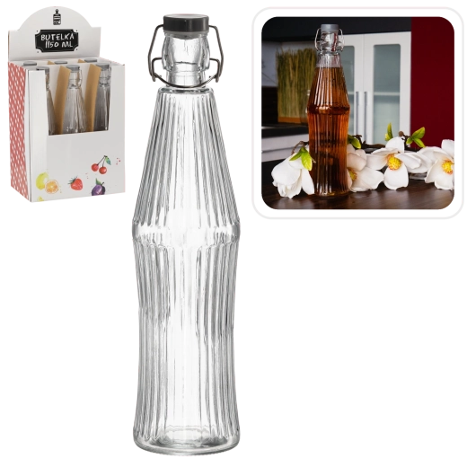 Glazen fles met mechanische sluiting 1150 ml