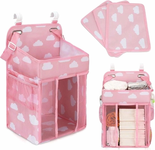Ag637c organizer voor babybed roze