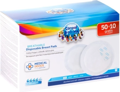 Canpol babies gevormde ademende zoogkompressen 3D, 60 stuks (50 + 10 gratis)