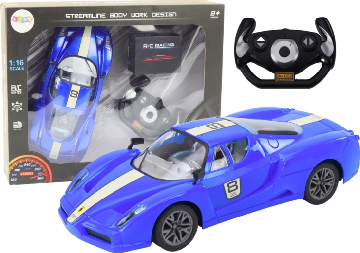 Afstandsbediende sportauto 1:16 R/C blauw