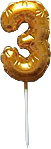Taartkaars cijfer 3 goud 6 cm