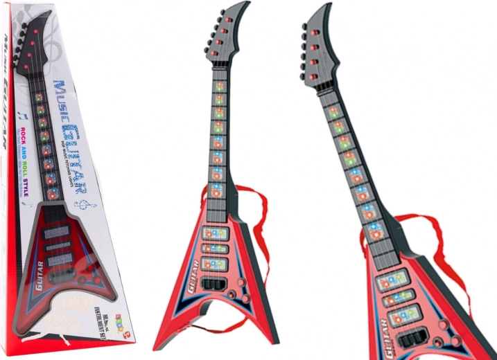 Elektrische kindergitaar met effecten en melodieën – rood