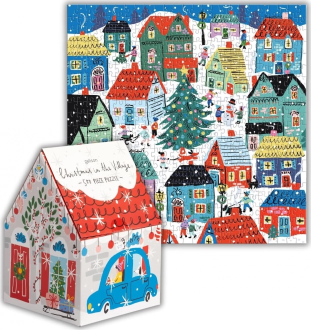 Vierkante puzzel Kerst in het dorp 500 stukjes