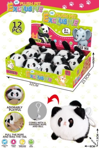 Pluche opwindbare panda-hanger 10,5 cm