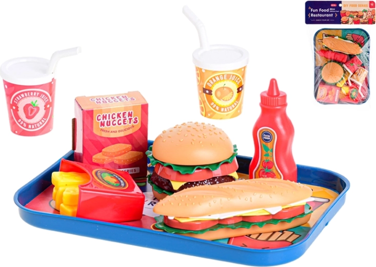 Fastfoodset voor kinderen met dienblad, 26 stuks