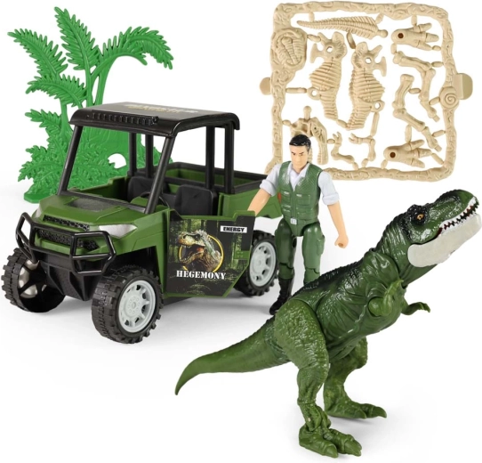 Actieset dino park met auto en dinosaurus met geluid