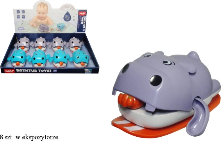 Zwevend nijlpaardje op plankje – opwindbaar badspeeltje