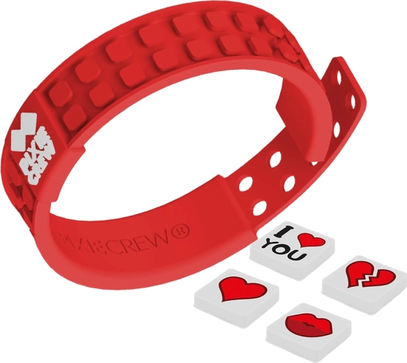 Pixie Crew romantische rode pixelarmband met liefdesmotief