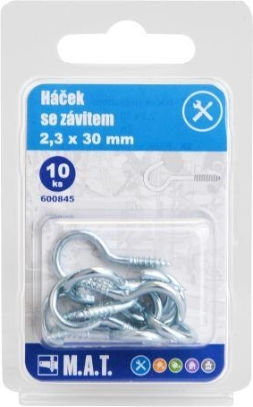 Haak met schroefdraad 30 × 2,3 mm, verzinkt (10 stuks)