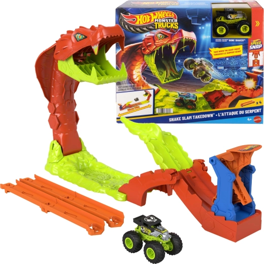 Hot Wheels Monster Trucks Snake Slam Takedown speelset met truck BONE SHAKER