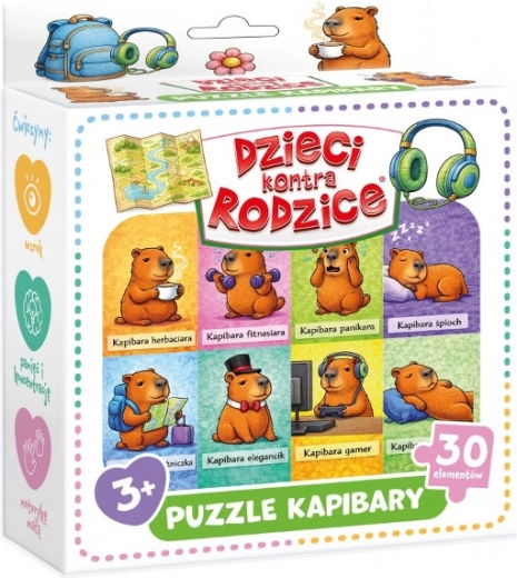 Kinderen tegen ouders puzzel met capibara's