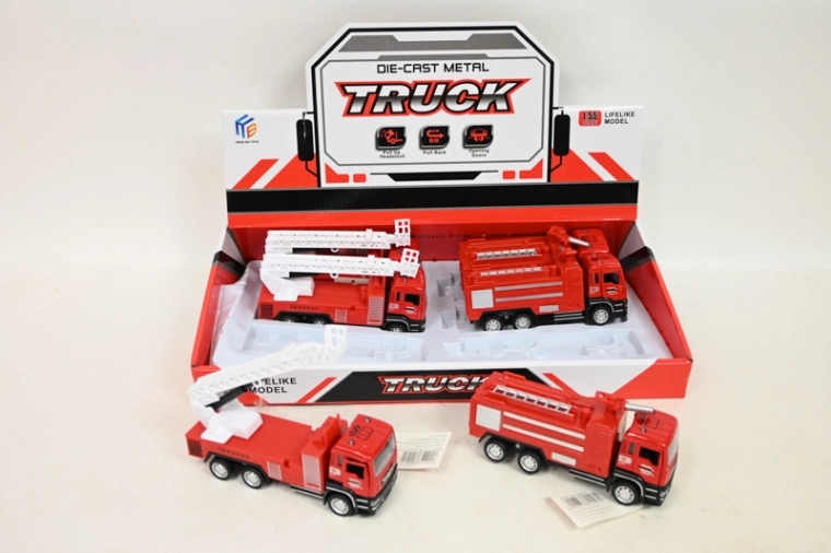 Brandweerauto met terugtrekfunctie (pull-back) – metaal-kunststof model
