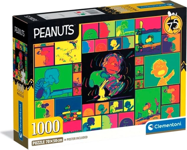 Clementoni puzzel Peanuts kleurrijke collage 1000 stukjes