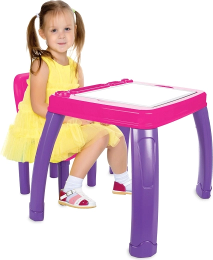 Jamara kinderbureau en stoel Lets Study roze