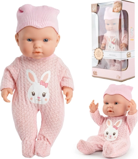 Baby-pop met konijntjeskostuum