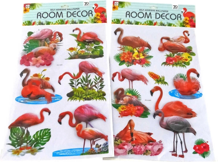3D muurstickers flamingo's - 1 set