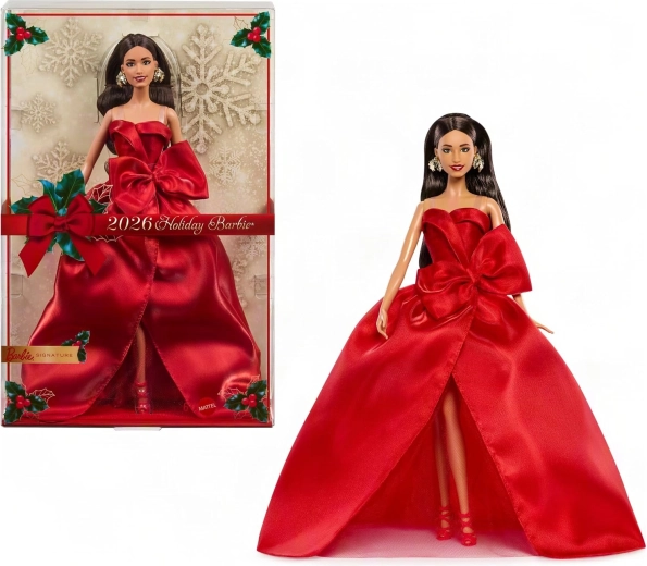 Mattel Barbie Signature kerstverzamelpop 2026 in rode jurk - 1 stuk