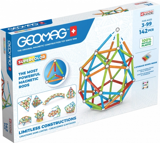 Geomag Supercolor bouwset 142 onderdelen van gerecycled plastic