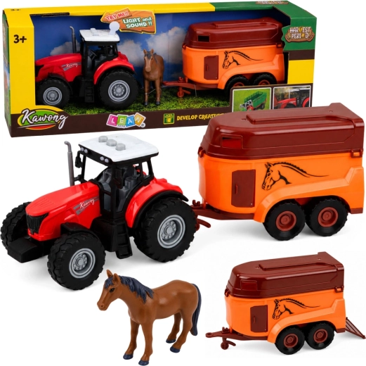 Tractor met paardentrailer met licht en geluid (3 delen)