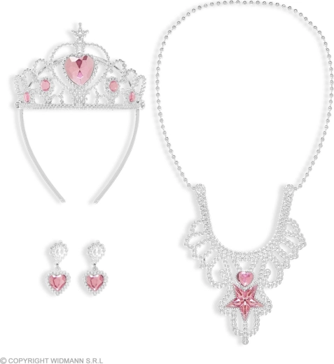 Sieradenset prinses (tiara, ketting, oorbellen) - 1 stuk
