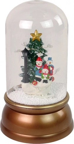 Glazen kerstdecoratie met sneeuw en sneeuwmannetjes, goud