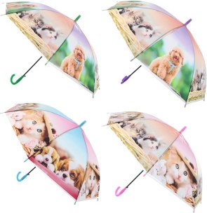 Uitschuifbare paraplu met honden en katten