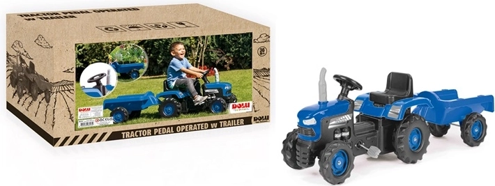 DOLU pedaaltractor met aanhanger blauw
