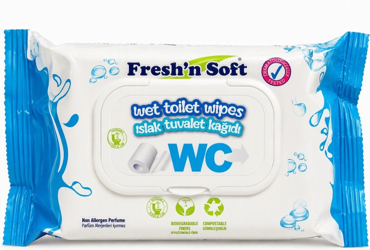Fresh 'n soft vochtig toiletpapier vegan 60 stuks