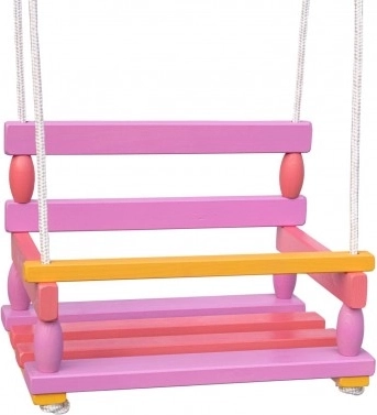 Houten schommel voor kinderen 40 × 30 cm, draagvermogen 80 kg – Roze
