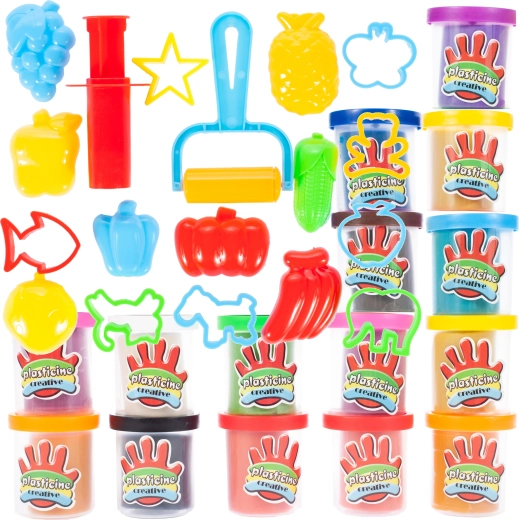 Boetseerklei in potjes met accessoires - 1 stuk