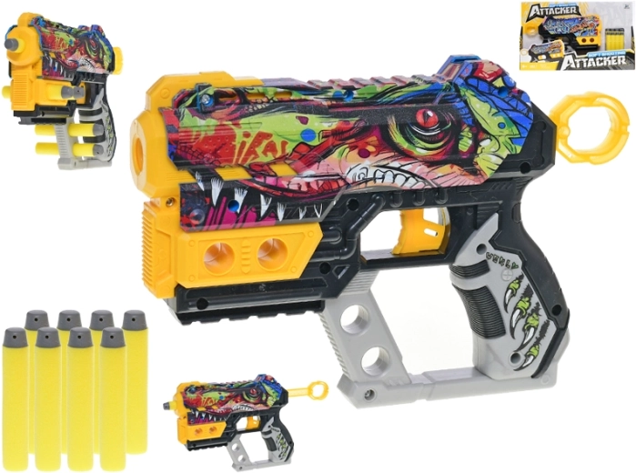 Pistool voor schuimkogels 22,5 cm – dino of graffiti