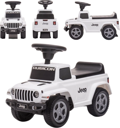 Jeep Rubicon kinderloopauto met claxon en motorgeluid wit