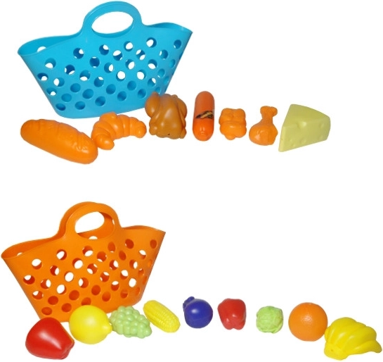 Fruit en groenten in mandje – kinderset met etenswaren