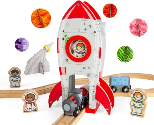 Bigjigs Rail ruimteraket – houten tunnel voor treinbaan