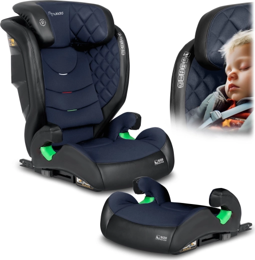 Kinderautostoel Nukido Louis 100–150 cm ISOFIX, zwart–marineblauw
